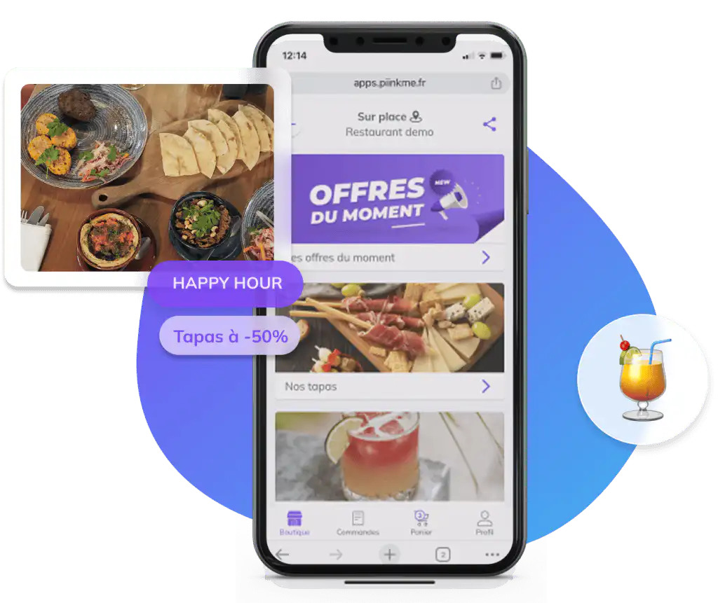 智能手机上的数字酒吧餐厅菜单界面欢乐时光