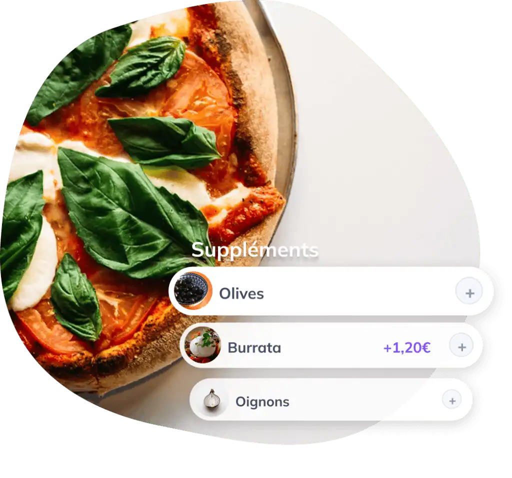 Options pizza application PIINK Me.